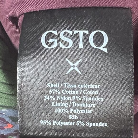 GSTQ Jacket Mens Medium Burgundy Green Floral Bomber Varsity Lightweight Zip Up - Picture 14 of 15